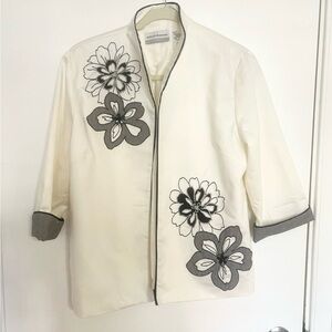 White Floral Embroidered Jacket
